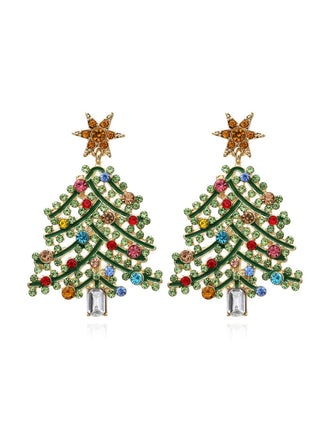 She adds this Green Christmas Tree Rhinestones Earrings and suddenly it's vintage perfection