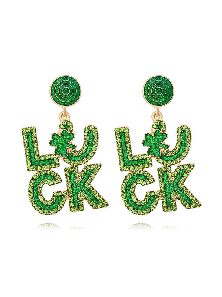 She adds this Green Luck Rhinestones Exaggerated Earrings and suddenly it's vintage perfection