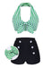 Green Retro Halter Stripes Bikini Set: timeless style reimagined
