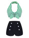 Green Retro Halter Stripes Bikini Set — vintage elegance for the modern woman