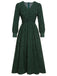 Green V-Neck Leopard A-Line Dress: timeless style reimagined