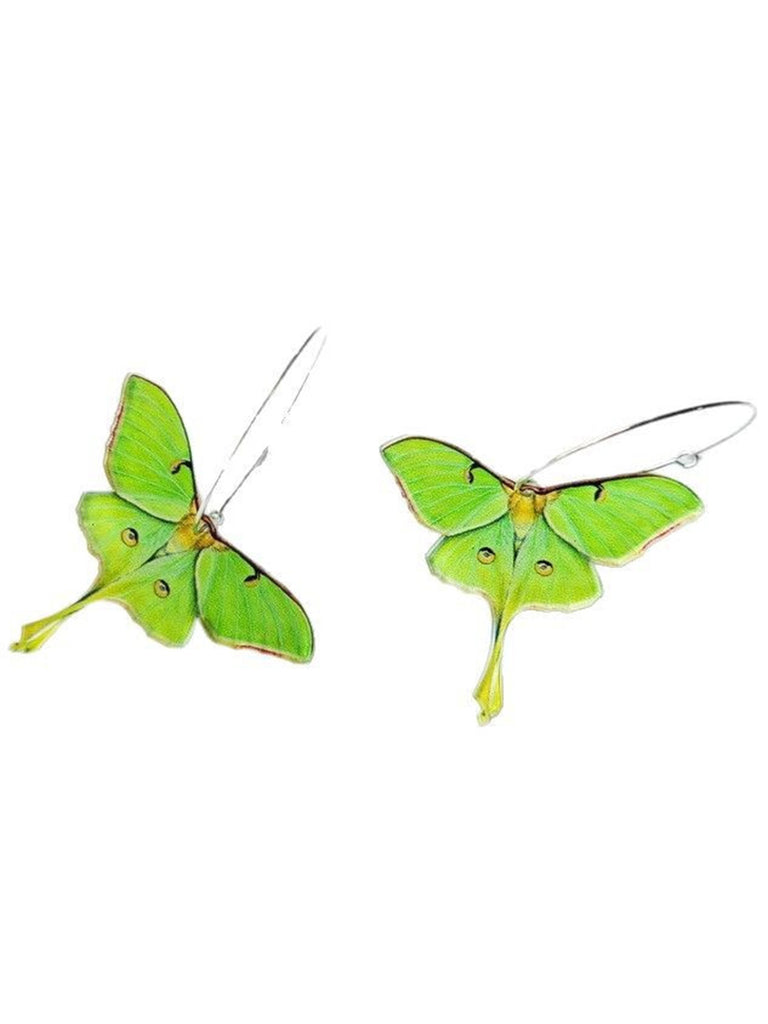 Green Vintage Luna Moth Drop Earrings, vintage fashion, retro style - perfect for women who love vintage and retro fashion