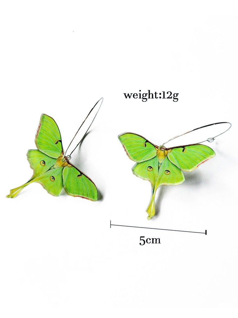 Green Vintage Luna Moth Drop Earrings, vintage fashion, retro style - perfect for women who love vintage and retro fashion