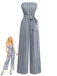 Grey 1930s Strapless Striped Belted Jumpsuit - vintage jumpsuit, retro fashion