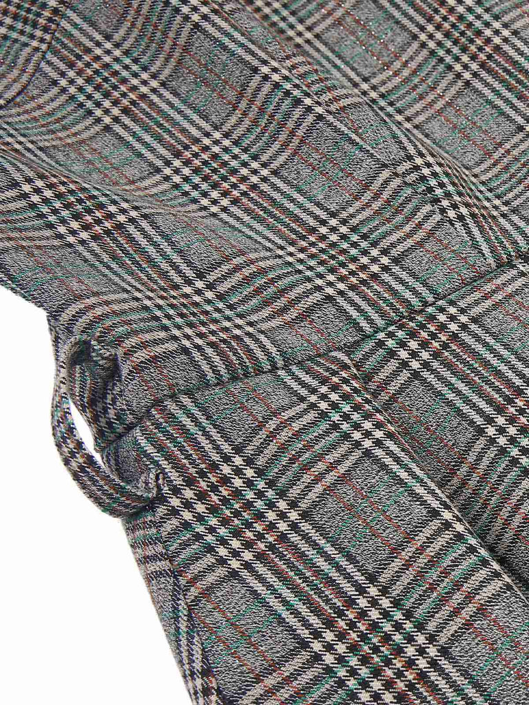 2PCS Grey 1940s V-Neck Plaid Dress & Satin Blouse — the kind of 1940s dress that makes strangers smile