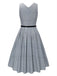 This Grey 1940s Deep V-Neck Glen Plaid Dress wraps her in 1940s elegance, one twirl at a time