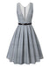 Grey 1940s Deep V-Neck Glen Plaid Dress — the kind of 1940s dress that makes strangers smile