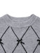 Grey 1950s Round Neck Bow Pullover Sweater - vintage fashion, retro style
