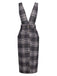 She slips into this Grey 1960s Button Plaid Pinafore Dress and suddenly it's a 1960s daydream