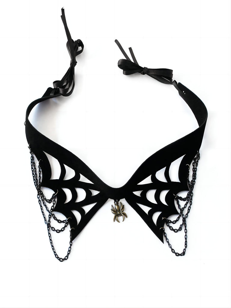 Halloween Black Spider Web Gothic Necklace: timeless style reimagined