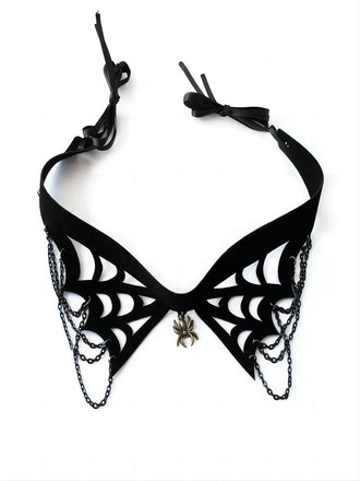 Halloween Black Spider Web Gothic Necklace: timeless style reimagined