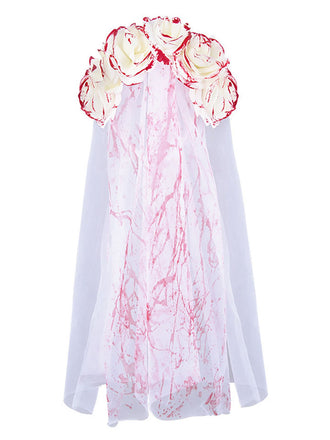 Halloween Blood Rose Ghost Bride Tulle Veil - vintage fashion, retro style