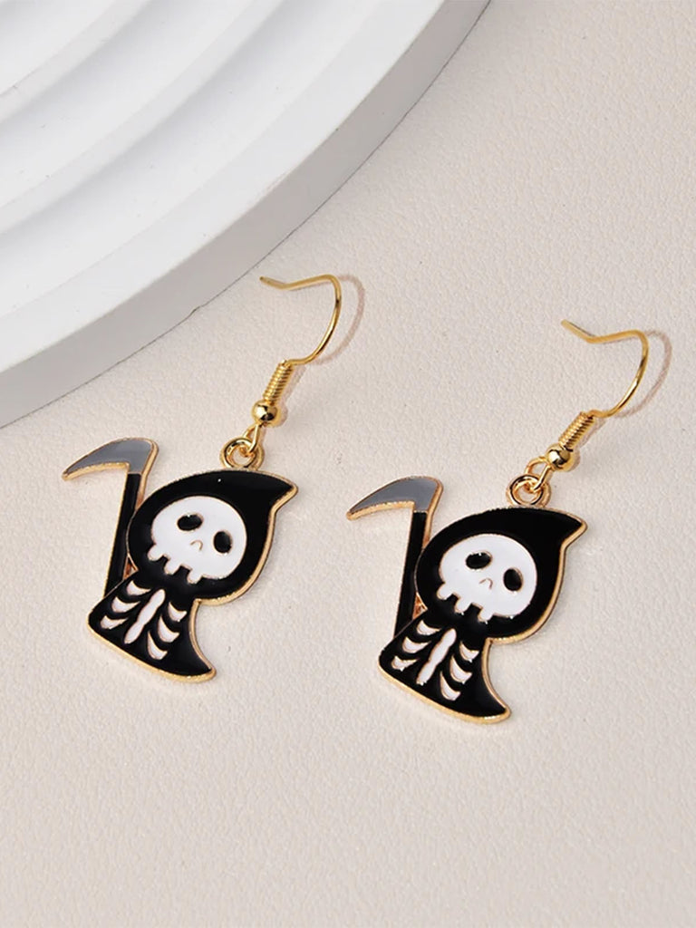 Halloween Cartoon Black Grim Reaper Earrings, vintage fashion, retro style - perfect for women who love vintage and retro fashion