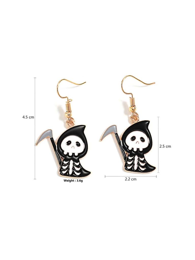 Halloween Cartoon Black Grim Reaper Earrings, vintage fashion, retro style - perfect for women who love vintage and retro fashion