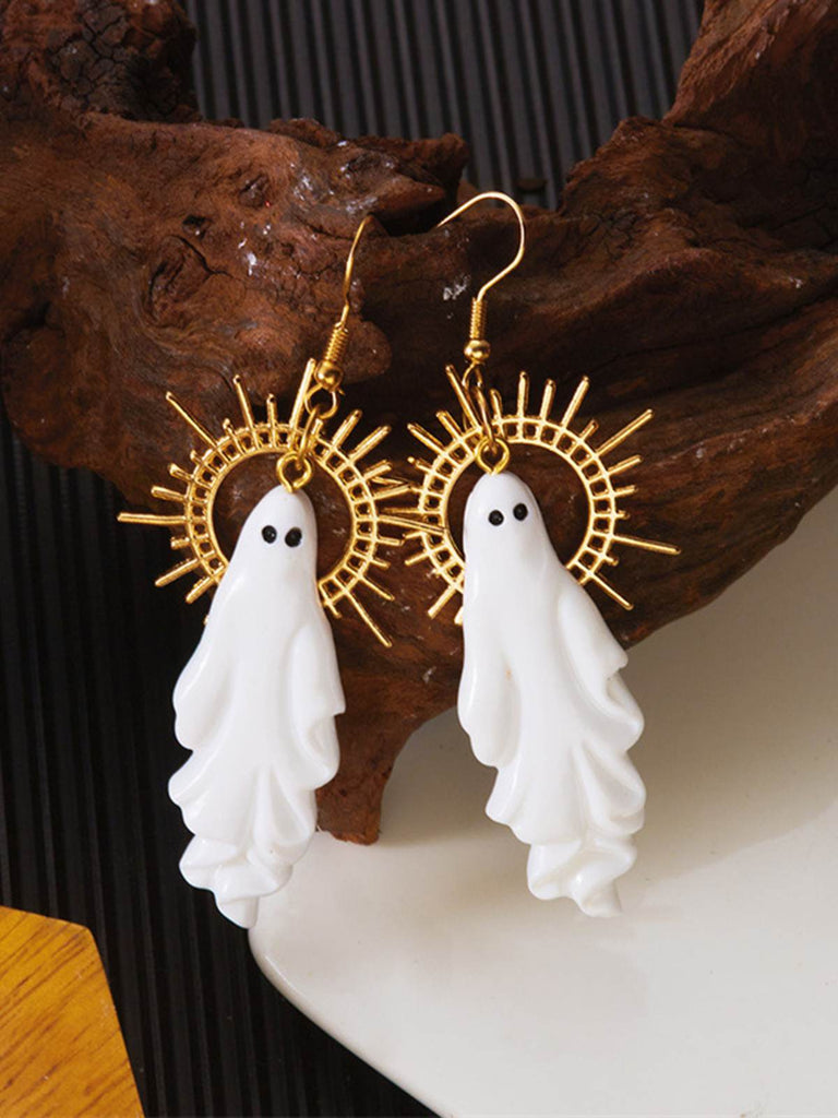 Halloween Ghost Sunburst Drop Earrings - vintage fashion, retro style