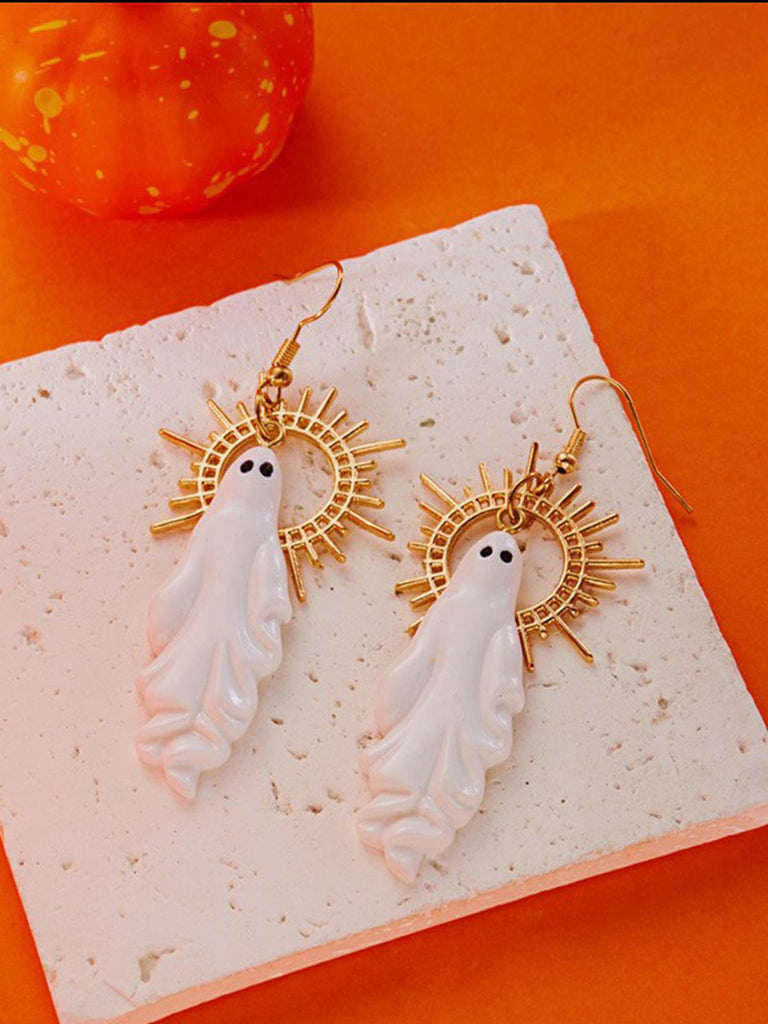 Halloween Ghost Sunburst Drop Earrings - vintage fashion, retro style