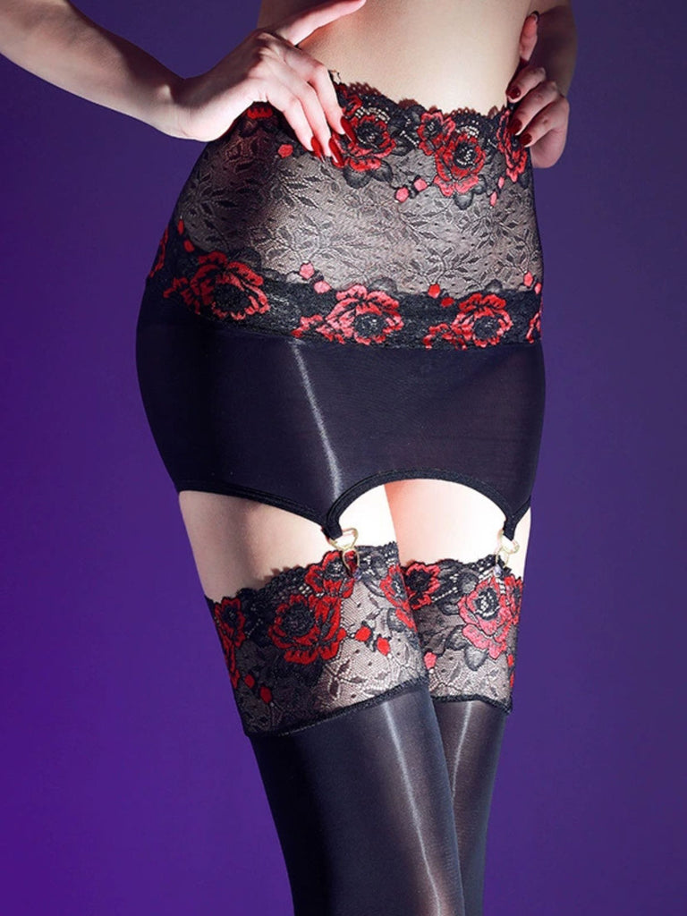 Halloween Lace Splice Bodycon Suspender Stockings - vintage fashion, retro style