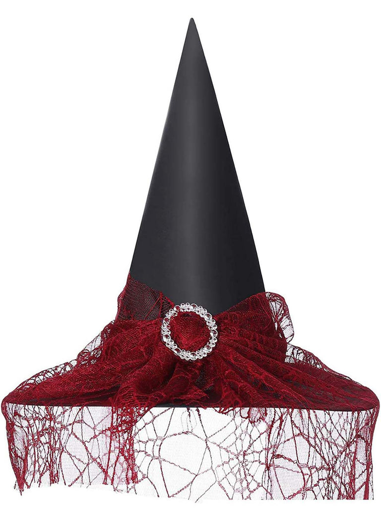 Halloween Mesh Patchwork Pointy Witch Hat - vintage fashion, retro style