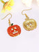 Halloween Rhinestones Grimace Pumpkin Earrings — vintage elegance in the palm of her hand
