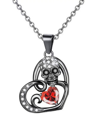 She adds this Halloween Skull Heart Pendant Necklace and suddenly it's vintage perfection