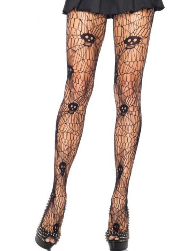 Halloween Skull Spider Web Stockings - vintage fashion, retro style
