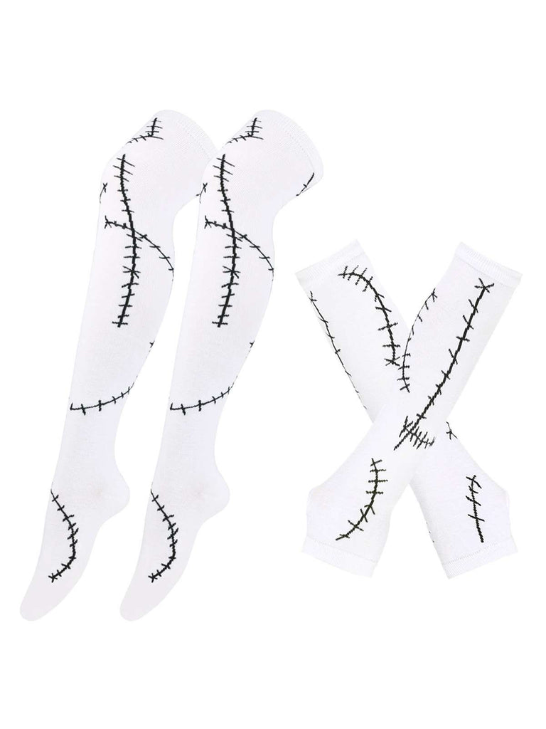 Halloween Stitched Print Fingerless Gloves & Socks - vintage fashion, retro style