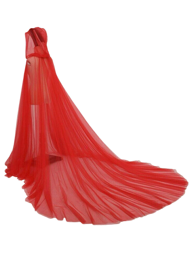 Halloween Vampire Bride Mesh Hooded Cape Cloak - vintage fashion, retro style