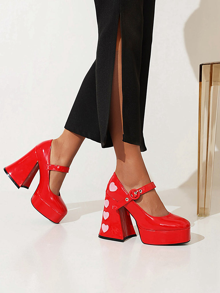 This Heart Mary Jane Square Toe Leather Shoes whispers vintage secrets to those who notice
