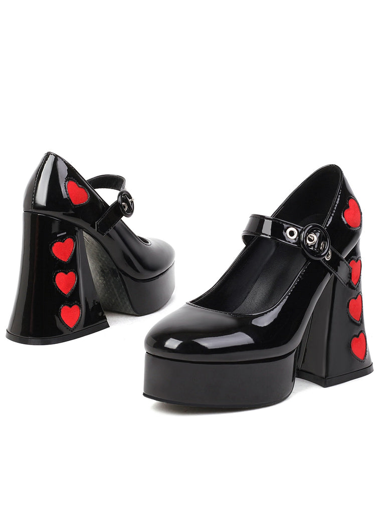 Heart Mary Jane Square Toe Leather Shoes — vintage style that transcends decades