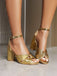 Vintage Pleated Twist Peep Toe Buckle Chunky High Heels - vintage shoes, retro heels