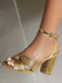 Vintage Pleated Twist Peep Toe Buckle Chunky High Heels - vintage shoes, retro heels