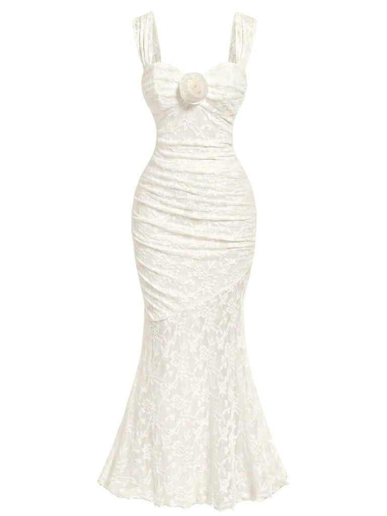 White 1930s Mermaid Bodycon Classic Dress 2