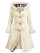 Ivory 1950s Knit Fur Trimmed Hooded Coat - vintage fashion, retro style
