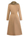 Khaki 1920s Solid Fur Collar Belted Coat - vintage fashion, retro style