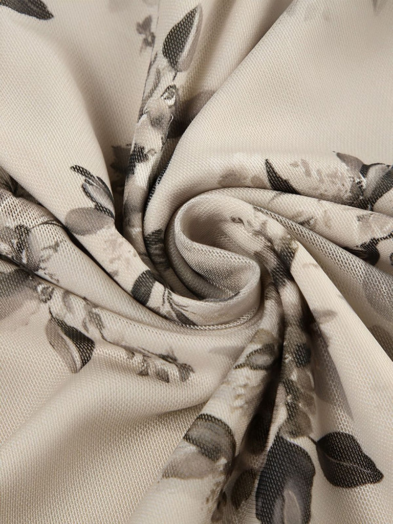 Khaki 1930s Plants Double Mesh Fishtail Skirt: 1930s grace for the woman who dances through life