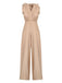 Khaki 1930s Solid V-neck Halter Jumpsuit, vintage fashion, retro style - perfect for women who love vintage and retro fashion
