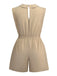 Khaki 1930s V-Neck Pocket Solid Romper - vintage jumpsuit, retro fashion