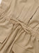 Khaki 1930s V-Neck Pocket Solid Romper - vintage jumpsuit, retro fashion