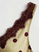 Dark Khaki 1930s Polka Dot Lace Halter Maxi Dress 6