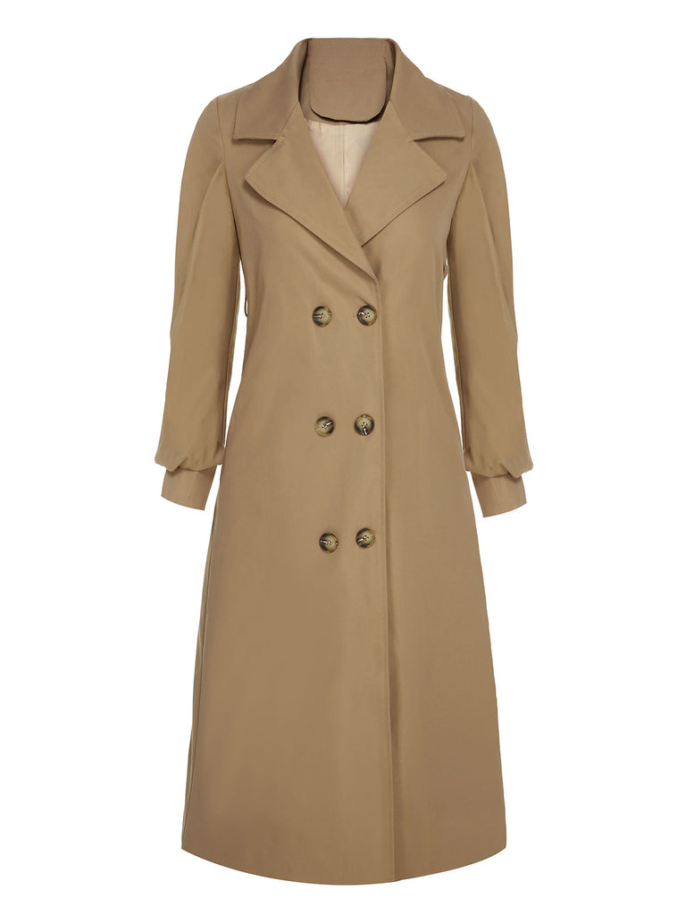 Khaki 1940s Double Breasted Button Trench Coat, vintage coat, retro outerwear - perfect for women who love vintage and retro fashion