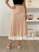 Khaki 1940s Pearl Double Layer A-Line Skirt - vintage skirt, retro style