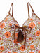This Khaki 1950s Floral Keyhole One-Piece Swimsuit carries 1950s vacation dreams in every stitch