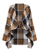 Khaki 1950s Plaid Long Sleeve Irregular Jacket - vintage fashion, retro style