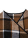 Khaki 1950s Plaid Long Sleeve Irregular Jacket - vintage fashion, retro style