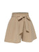 Khaki 1950s Solid Belted Shorts: 1950s detail work for the woman who notices