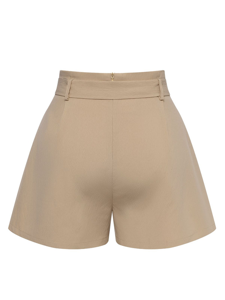 This Khaki 1950s Solid Belted Shorts carries 1950s stories waiting to be told
