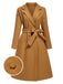 Khaki 1960s Turn-Up Collar Solid Belted Coat, vintage coat, retro outerwear - perfect for women who love vintage and retro fashion