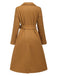 Khaki 1960s Turn-Up Collar Solid Belted Coat, vintage coat, retro outerwear - perfect for women who love vintage and retro fashion