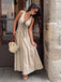 Khaki 1950s V Neck Patchwork Dress 2