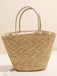Khaki Coconut Palm Embroidered Straw Beach Tote Bag - vintage bag, retro purse for vintage lovers